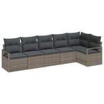vidaXL Ensemble de canapé de jardin avec coussin 6 Pièces Gris polyrotin