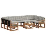 vidaXL Ensemble de canapés d'extérieur 10 pc Gris Naturel et Clair