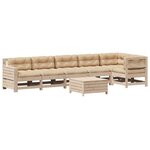 vidaXL Salon de jardin 7 Pièces avec coussins Bois de pin massif