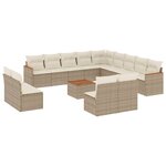 vidaXL Salon de jardin avec coussins 14 Pièces beige résine tressée