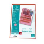 Sachet 100 Pochettes Polypropylène Grainé 12/100e - A4 - Rouge - X 10 - Exacompta