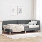 vidaXL Cadre de lit d'angle avec matelas 2 pc Gris foncé 80 x 200 cm