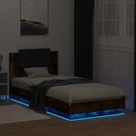 vidaXL Cadre de lit avec LED sans matelas chêne fumé 90x200 cm