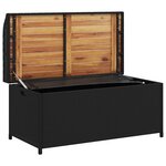 vidaXL Banc de rangement noir résine tressée et bois d'acacia