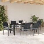 vidaXL Ensemble de salle à manger de jardin 7 pièces avec coussins en poly rotin noir