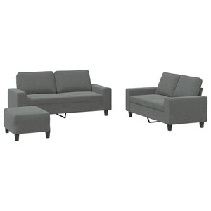 vidaXL Ensemble de canapés 3 Pièces gris foncé tissu