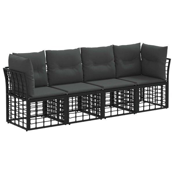 vidaXL Ensemble de canapés d'extérieur Noir Polyester