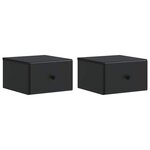 vidaXL Cabinet de chevet mural 2 pc Noir 34 5 x 33 x 20 cm