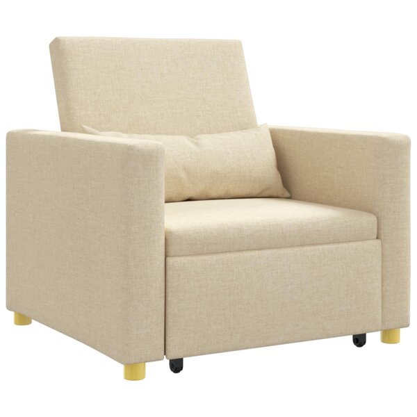 vidaXL Canapé-lit escamotable simple Crème 90 x 165 x 87 cm tissu