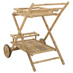 vidaXL Chariot à thé avec roues Naturel 79 x 67 5 x 84 cm Bambou