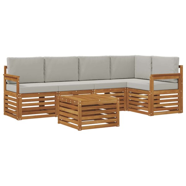 vidaXL Ensemble de canapés d'extérieur 6 pc Gris Naturel et Clair