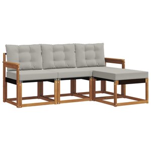 vidaXL Ensemble de canapés d'extérieur 4 pc Gris Naturel et Clair