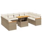 vidaXL Salon de jardin avec coussins 10 Pièces beige résine tressée