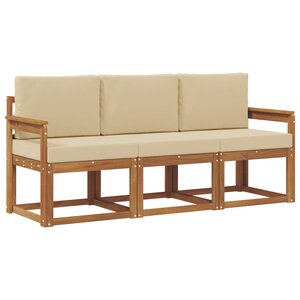 vidaXL Ensemble de canapés d'extérieur 3 Pièces Naturel et Beige