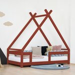 Lit cabane enfant TAHUKA 120 x 200 rouge brique