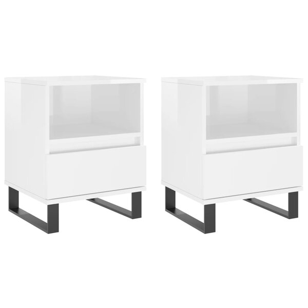 vidaXL Tables de chevet 2 Pièces blanc brillant 40x35x50 cm