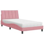 vidaXL Lit avec matelas Hanko rose 100x200 cm velours