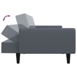 vidaXL Canapé-lit à 2 places avec repose-pied gris foncé velours