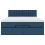 vidaXL Lit ottoman avec matelas et LED bleu 140x190 cm tissu
