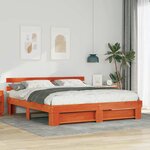vidaXL Cadre de lit avec tête de lit Marron 180 x 200 cm Pin massif