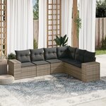 vidaXL Salon de jardin 6 Pièces avec coussins gris résine tressée