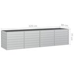 vidaXL Lit surélevé de jardin 320x80x77 cm Acier galvanisé Argenté