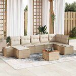 vidaXL Ensemble de canapé de jardin 8 Pièces Beige Poly rotin