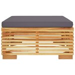 vidaXL Repose-pied de jardin et coussin Gris foncé Bois de teck massif