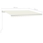 vidaXL Auvent manuel rétractable avec LED 400x350 cm Crème
