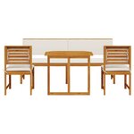 Set de salle à manger de jardin 5 pièces avec coussins en bois d'acacia