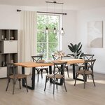 vidaXL Table à manger avec bord naturel 280x100x74cm bois massif chêne