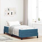 vidaXL Lit à ressorts avec matelas Bleu foncé 90 x 210 cm tissu