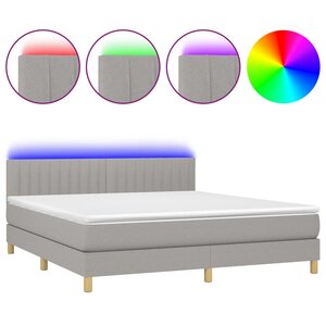 vidaXL Sommier à lattes de lit et matelas et LED Gris clair 180x200 cm