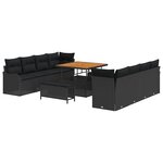 vidaXL Ensemble de canapé de jardin 11 Pièces Noir 100 x 100 x 71 cm