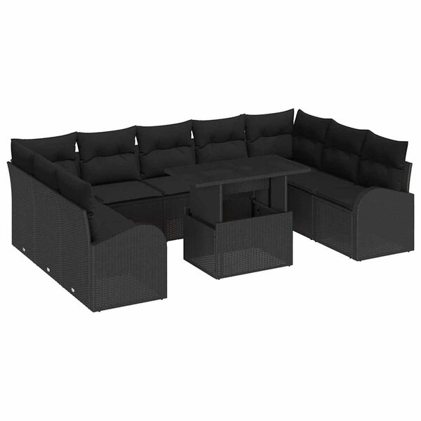 vidaXL Ensemble de canapé de jardin 10 Pièces Noir 100 x 55 x 73 cm