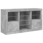 vidaXL Buffet avec lumières LED gris béton 123x37x67 cm