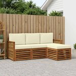 vidaXL Ensemble de canapés d'extérieur 4 pc Naturel et Crème