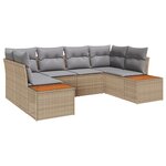 Ensemble de 6 Pièces Canapé de Jardin avec Coussins Beige Rattan Acacia