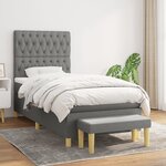vidaXL Sommier à lattes de lit avec matelas Gris foncé 90x200 cm Tissu