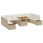 vidaXL Set de Sofa de Jardin 11 Pièces avec Coussins Beige Poly Rattan