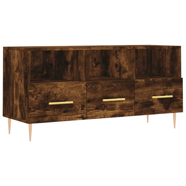 vidaXL Meuble TV chêne fumé 102x36x50 cm bois d'ingénierie