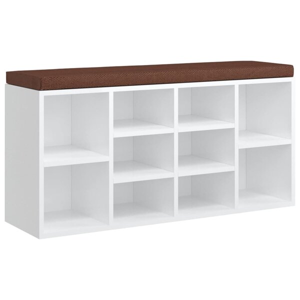 vidaXL Banc à chaussures Blanc brillant 103x30x48 cm Bois d'ingénierie