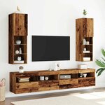 vidaXL Meubles TV avec lumières LED 2 Pièces vieux bois 30 5x30x102 cm