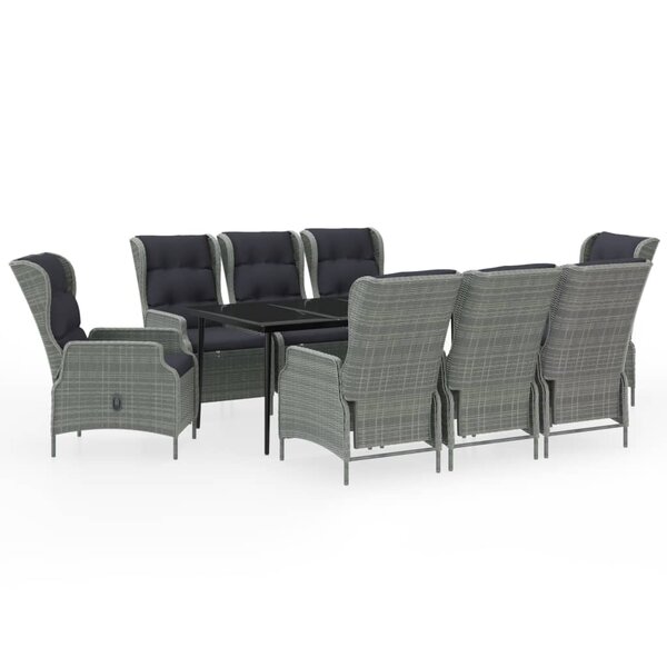 vidaXL Ensemble à manger de jardin 9 Pièces Gris clair