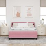 vidaXL Lit à ressorts avec tête de lit Rose 140 x 190 cm Velours