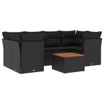 vidaXL Salon de jardin 7 Pièces avec coussins noir résine tressée