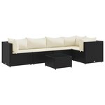 vidaXL Salon de jardin 6 Pièces avec coussins Noir Résine tressée