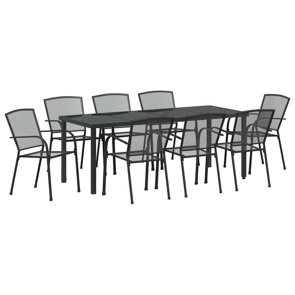 vidaXL Ensemble de salle à manger pour jardin 9 Pièces Anthracite