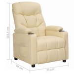 vidaXL Fauteuil inclinable Crème Tissu