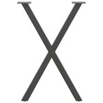 vidaXL Pieds de table à manger en forme de X  2 pièces  anthracite  57 x (72-73) cm  acier